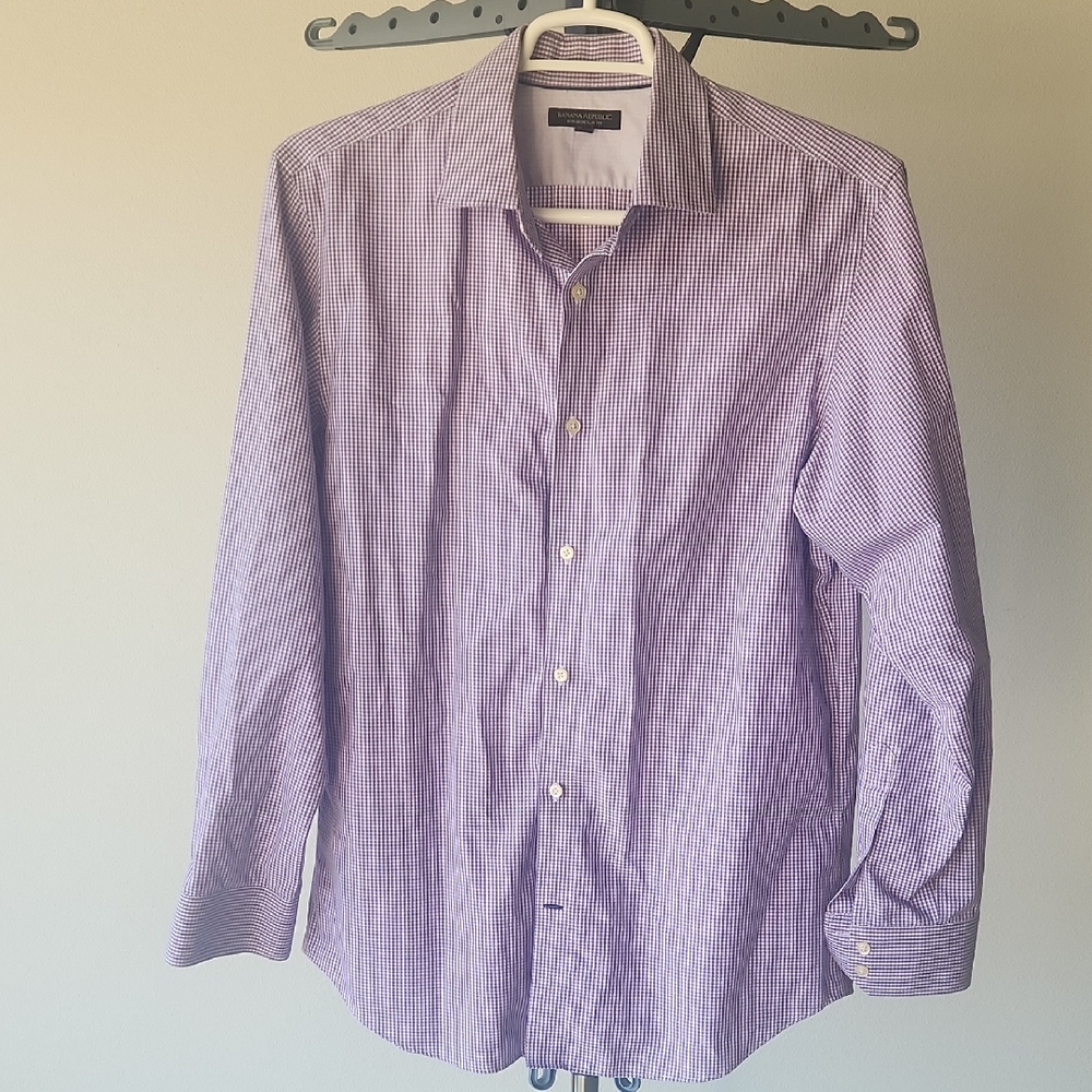 Banana Republic Purple Striped Men's Dress Shirt